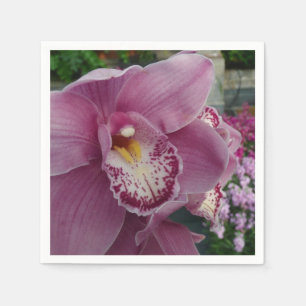Lila Orchidee und Gartenfarben Serviette