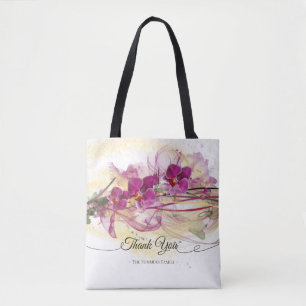 Lila Orchideen-abstrakte Kunst-Kalligraphie Tasche