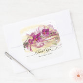 Lila Orchideen, Abstrakte Kunstkalligraphie Quadratischer Aufkleber (Umschlag)