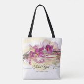Lila Orchideen, Abstrakte Kunstkalligraphie Tasche (Rückseite)