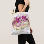Lila Orchideen, Abstrakte Kunstkalligraphie Tasche (Von Nahem)
