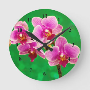 Lila Orchideen Acryl-Wanduhr Runde Wanduhr