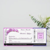 Lila Orchideen am Boarding Hochzeit Einladung (Stehend Vorderseite)