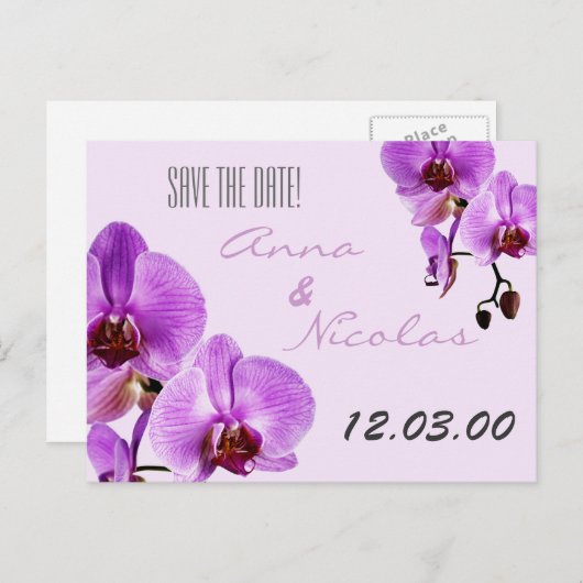 Lila Orchideen Ankündigungspostkarte (Vorne/Hinten)