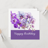 Lila Orchideen-Blume am Geburtstag Karte (Vorderseite/Rückseite Beispiel)