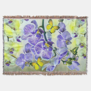 Lila Orchideen-Blume Schmetterling-Aquarell Decke