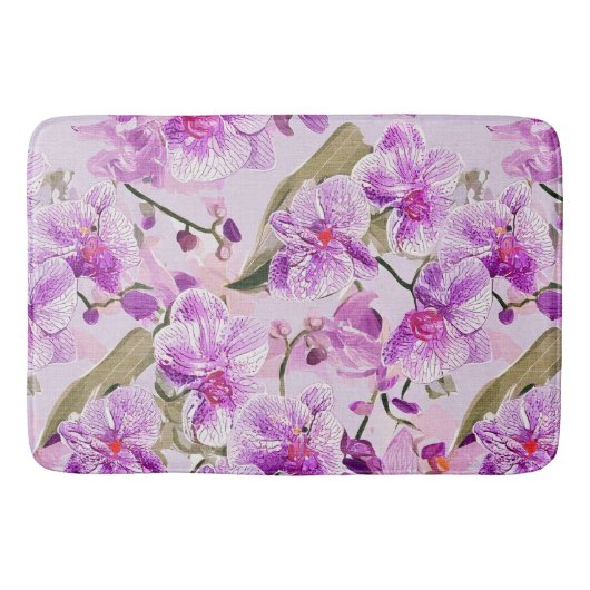 lila Orchideen-Blumenmuster Badematte (Vorderseite)