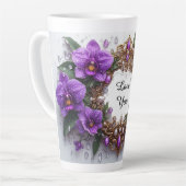 Lila Orchideen-Blumenrahmen Milchtasse (Linke Ecke)