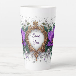 Lila Orchideen-Blumenrahmen Milchtasse