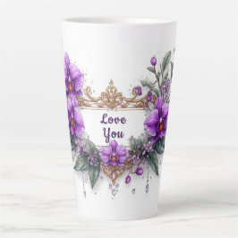 Lila Orchideen-Blumenrahmen Milchtasse