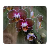 Lila Orchideen Botanisches Fotoglas Schneidebrett (Vorderseite)
