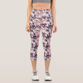 Lila Orchideen Capri Leggings (Vorderseite)