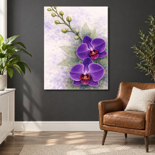 Lila Orchideen-Duo-Blüten Botanisch Poster