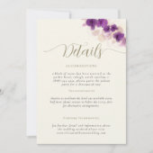 Lila Orchideen Ecru Elegante Hochzeitskarte Einladung (Vorderseite)