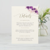 Lila Orchideen Ecru Elegante Hochzeitskarte Einladung (Stehend Vorderseite)
