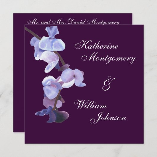 Lila Orchideen Einladung (Vorne/Hinten)