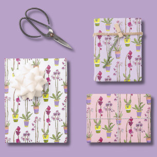 Lila Orchideen - Fantasievolle Blumenverpackung Pa Geschenkpapier Set