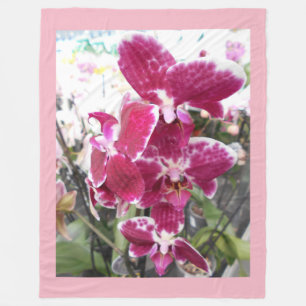 Lila Orchideen Fleecedecke