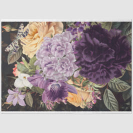 Lila Orchideen, gelbe Rose, Blumenstrauß Seidenpapier