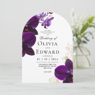 Lila Orchideen-Hochzeit Einladung