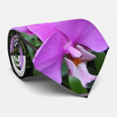 Lila Orchideen-Krawatte, BlumenFoto Krawatte (Gerollt)