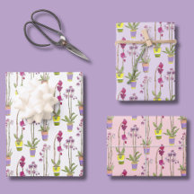 Lila-Orchideen Launische Blumengeschenkpapier-Set
