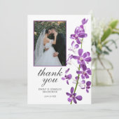 Lila Orchideen, moderne, elegante Hochzeit Danke C (Stehend Vorderseite)