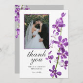 Lila Orchideen, moderne, elegante Hochzeit Danke C (Vorne/Hinten)