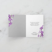 Lila Orchideen, moderne, elegante Hochzeit Danke C (Innenseite)
