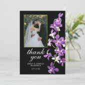 Lila Orchideen, moderne, elegante Hochzeit Danke C (Stehend Vorderseite)