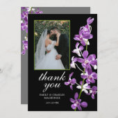 Lila Orchideen, moderne, elegante Hochzeit Danke C (Vorne/Hinten)