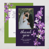 Lila Orchideen, Moderne Hochzeit Dankeskarte (Vorne/Hinten)