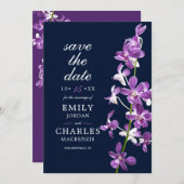 Lila Orchideen, Moderne Hochzeit Save The Date (Vorne/Hinten)