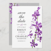 Lila Orchideen, Moderne Hochzeit Save The Date (Vorne/Hinten)