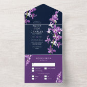 Lila Orchideen, moderne Hochzeiten All In One Einladung (Innen Boden)