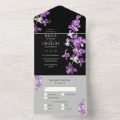 Lila Orchideen, moderne Hochzeiten All In One Einladung (Innen Boden)