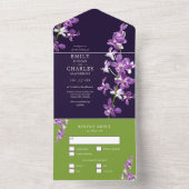 Lila Orchideen, moderne Hochzeiten All In One Einladung (Innen Boden)