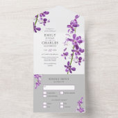 Lila Orchideen, moderne Hochzeiten All In One Einladung (Innen Boden)