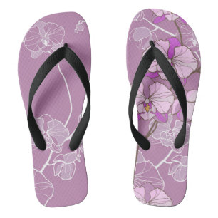 Lila Orchideen-Muster Badesandalen