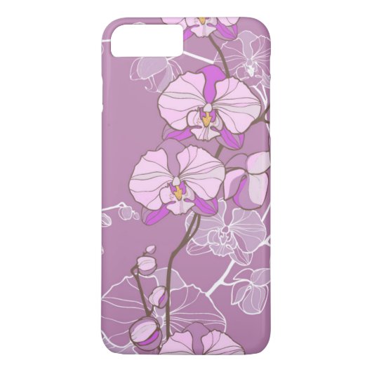 Lila Orchideen-Muster Case-Mate iPhone Hülle (Rückseite)