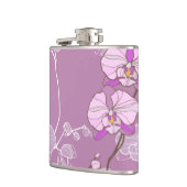 Lila Orchideen-Muster Flachmann (Links)