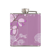 Lila Orchideen-Muster Flachmann (Rückseite)