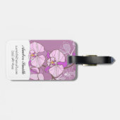 Lila Orchideen-Muster Gepäckanhänger (Rückseite horizontal)