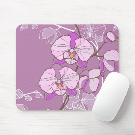 Lila Orchideen-Muster Mousepad (Mit Mouse)