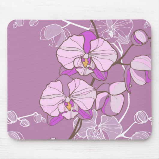 Lila Orchideen-Muster Mousepad (Vorne)