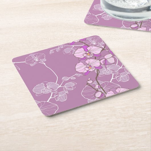 Lila Orchideen-Muster Rechteckiger Pappuntersetzer (angewinkelt)