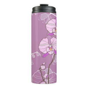 Lila Orchideen-Muster Thermosbecher