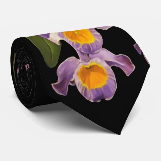 Lila Orchideen-Öl auf Leinwand-Krawatte Krawatte (Gerollt)