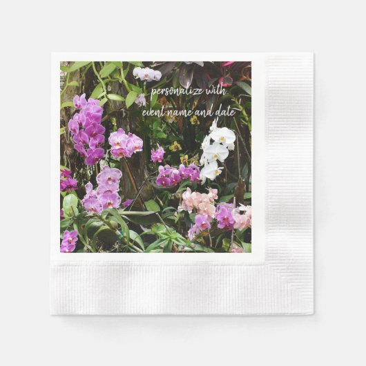Lila Orchideen Papier Napkins Serviette (Vorderseite)