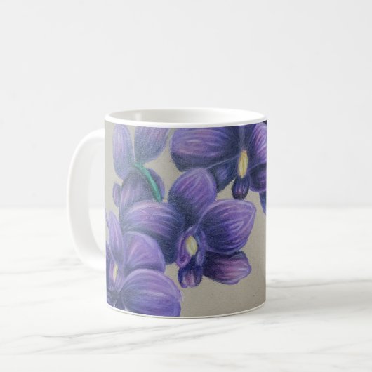 Lila Orchideen-Tasse Kaffeetasse (Vorderseite Links)